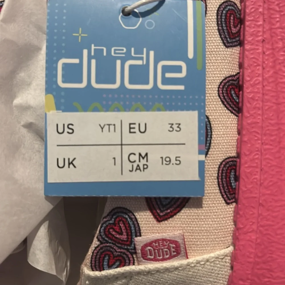 Hey Dude Wendy Youth Hearts Pink Size 5 | Kids Shoes | Kids Slip-on Loafers - Picture 4 of 4